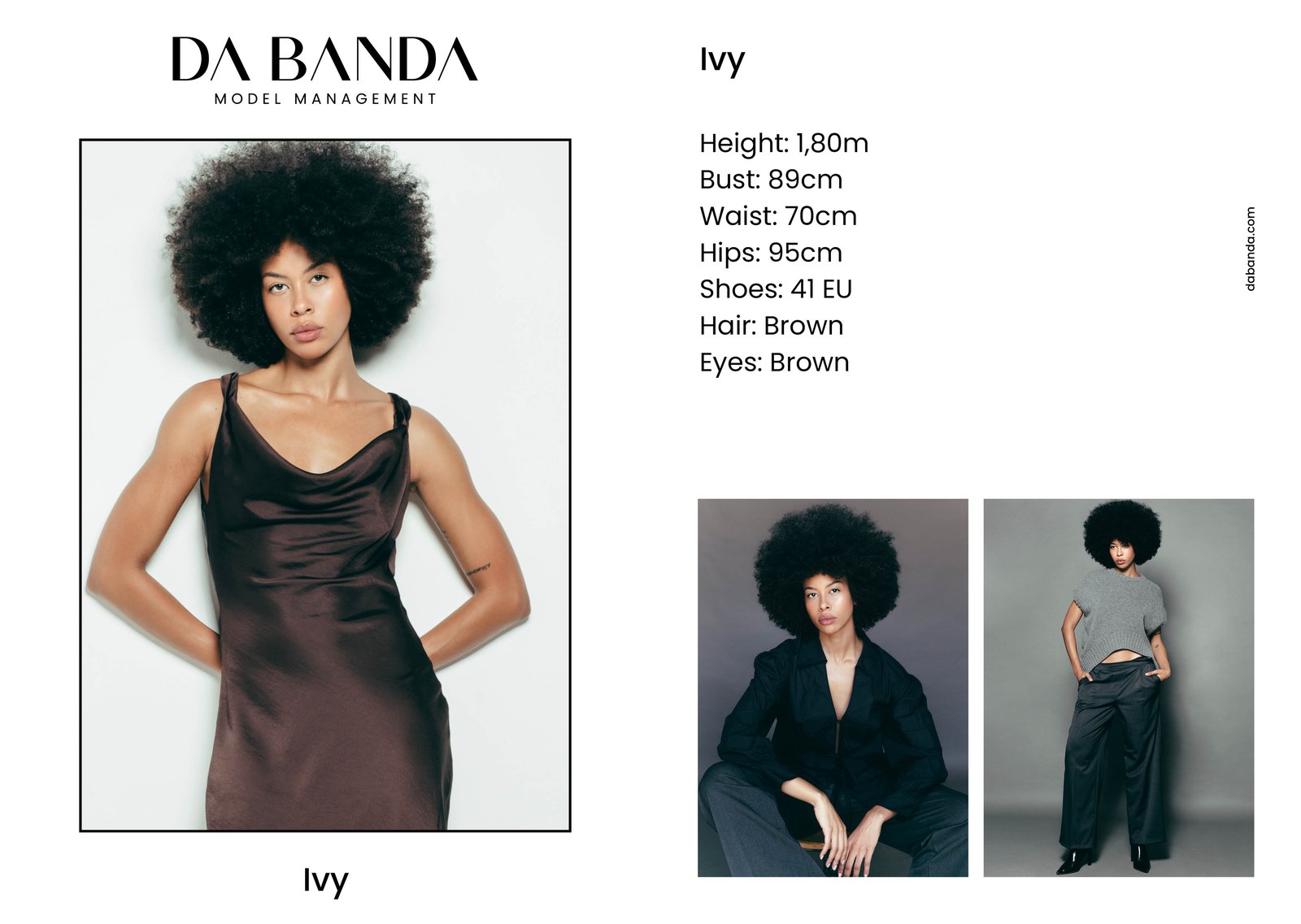 Ivy Paulo comp card, Da Banda Model Management